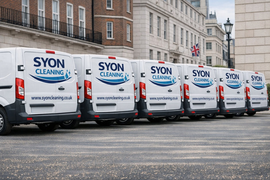 Branded SYON Cleaning fleet — the West London marketplace network of vetted specialists